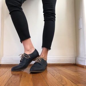 Dune London navy leather oxfords